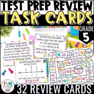 Math Test Prep Review Task Cards & Game
