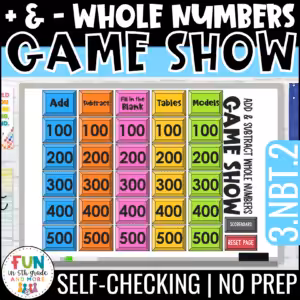 Add and Subtract Whole Numbers Game Show