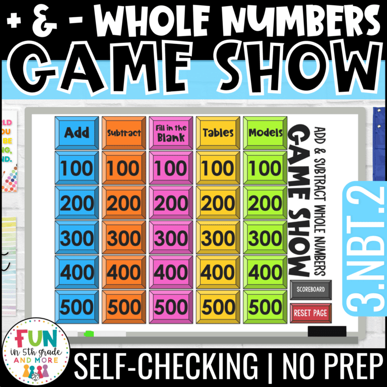 Add and Subtract Whole Numbers Game Show