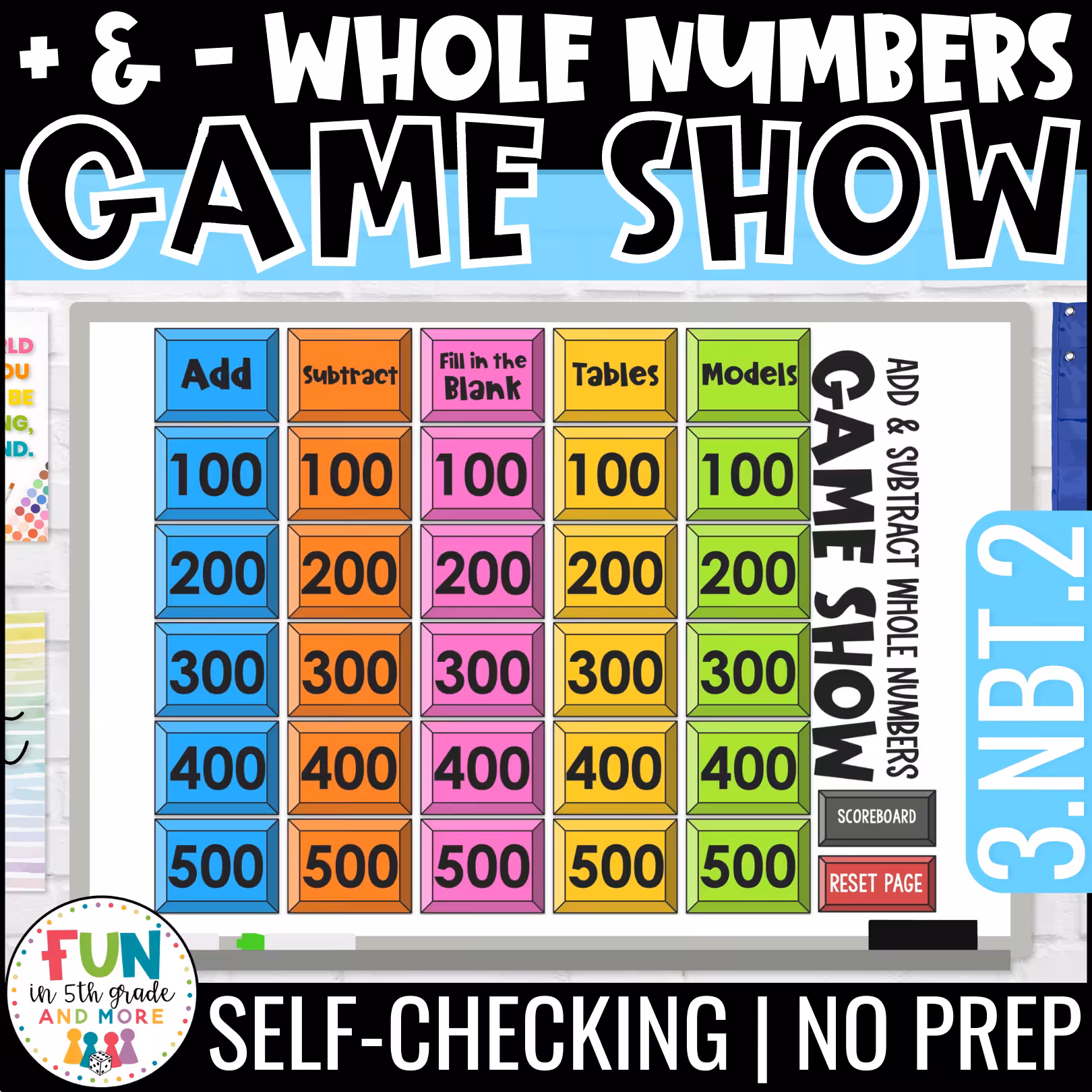 Add and Subtract Whole Numbers Game Show