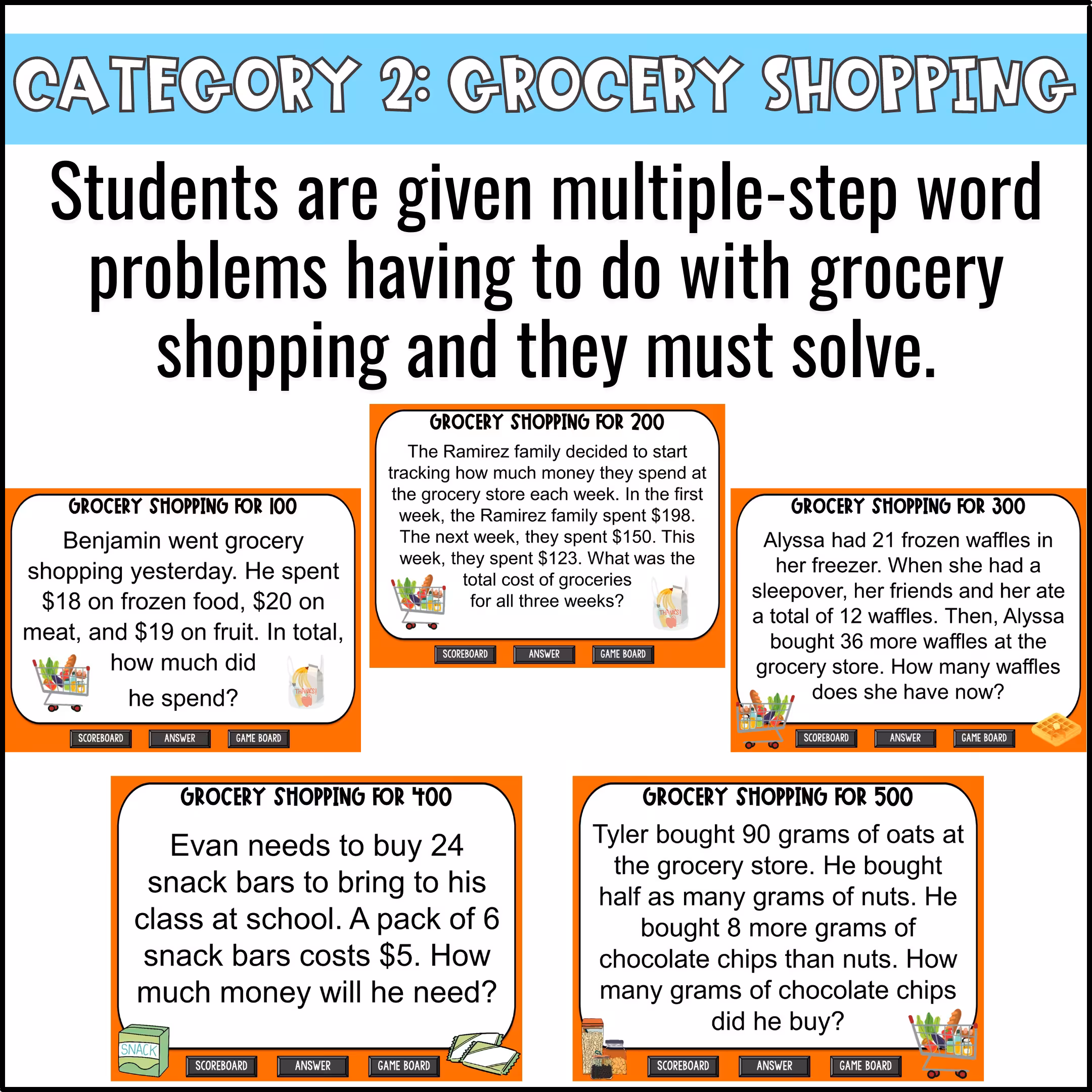 Multiple Step Word Problems Game Show (5)