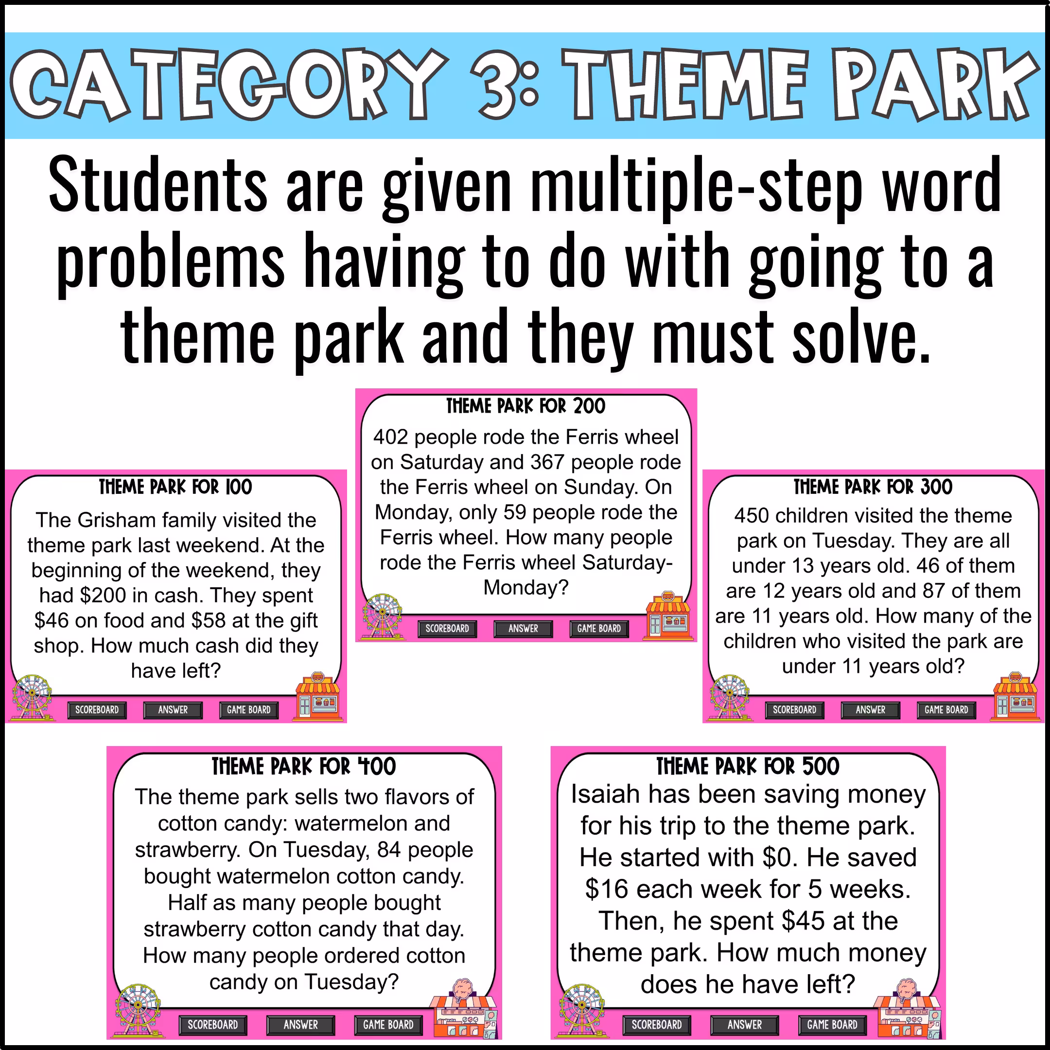 Multiple Step Word Problems Game Show (6)