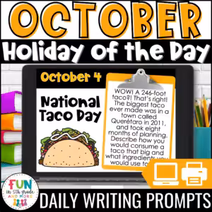 October Daily Writing Prompts Holiday of the Day