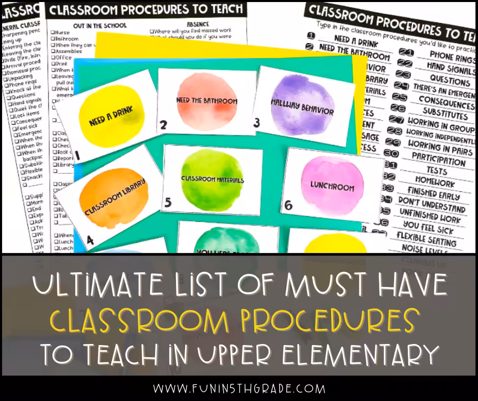 Ultimate List of Must Have Classroom Procedures to teach in Upper Elementary (Meta Image)