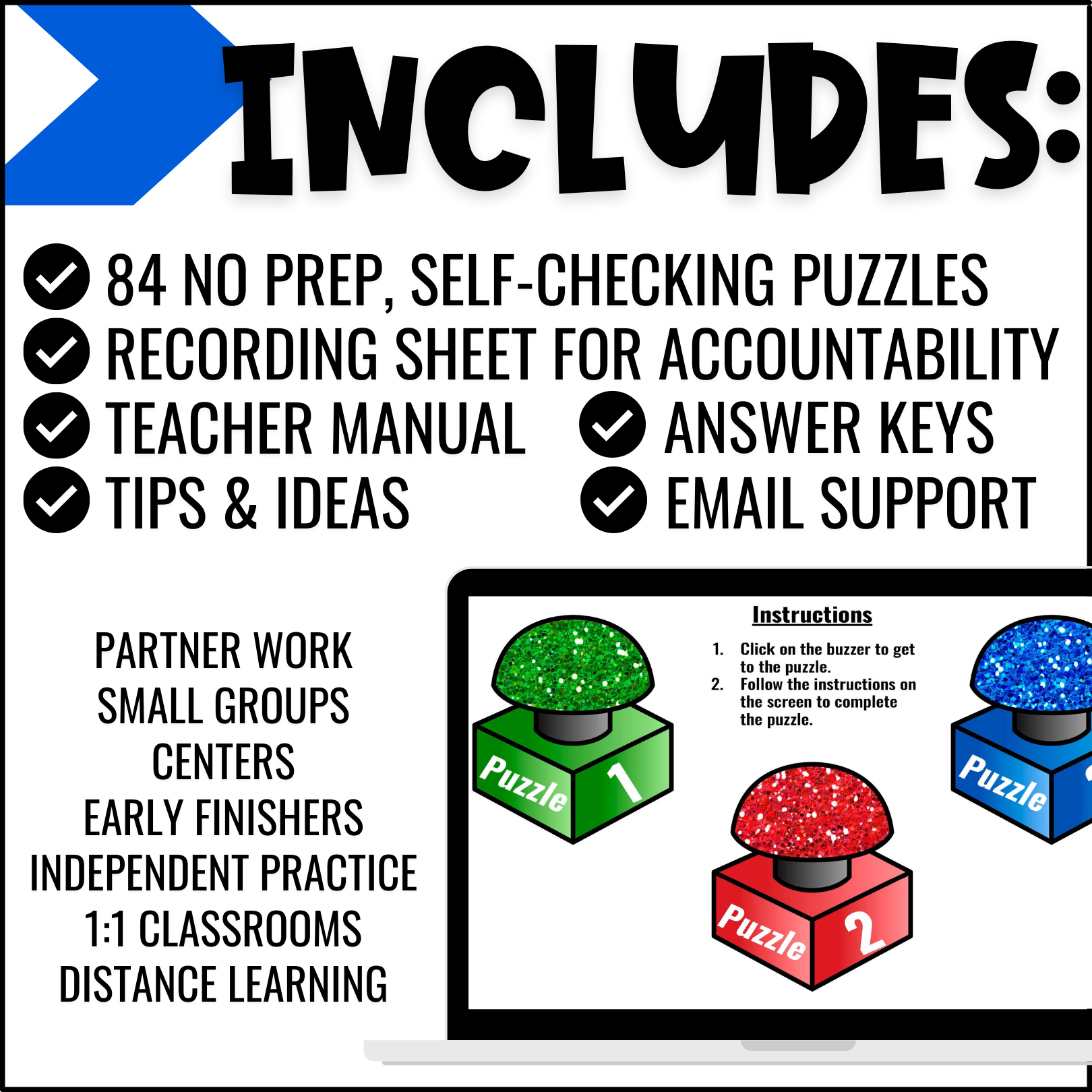 4th Grade Math All Standards Digital Puzzle BUNDLE 2