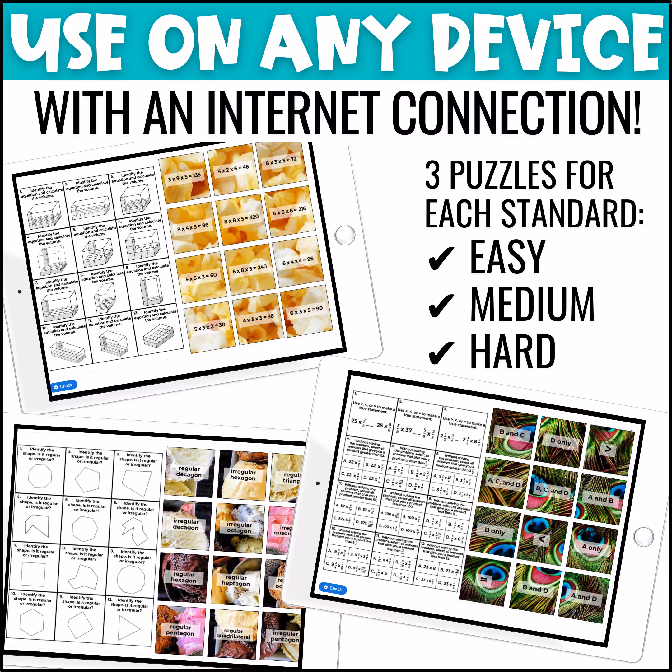 5th Grade Digital Math Puzzle Bundle 1