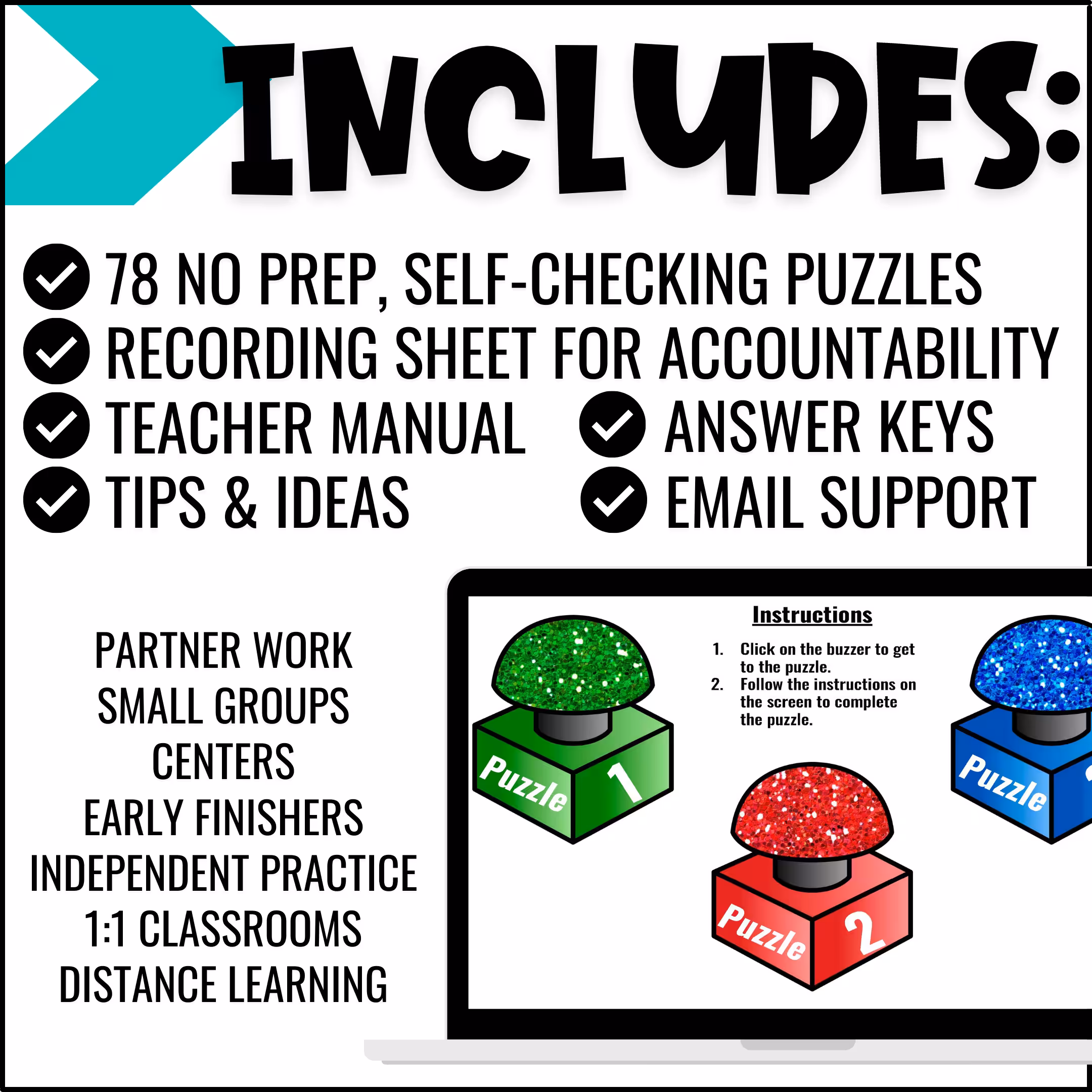 5th Grade Digital Math Puzzle Bundle 2