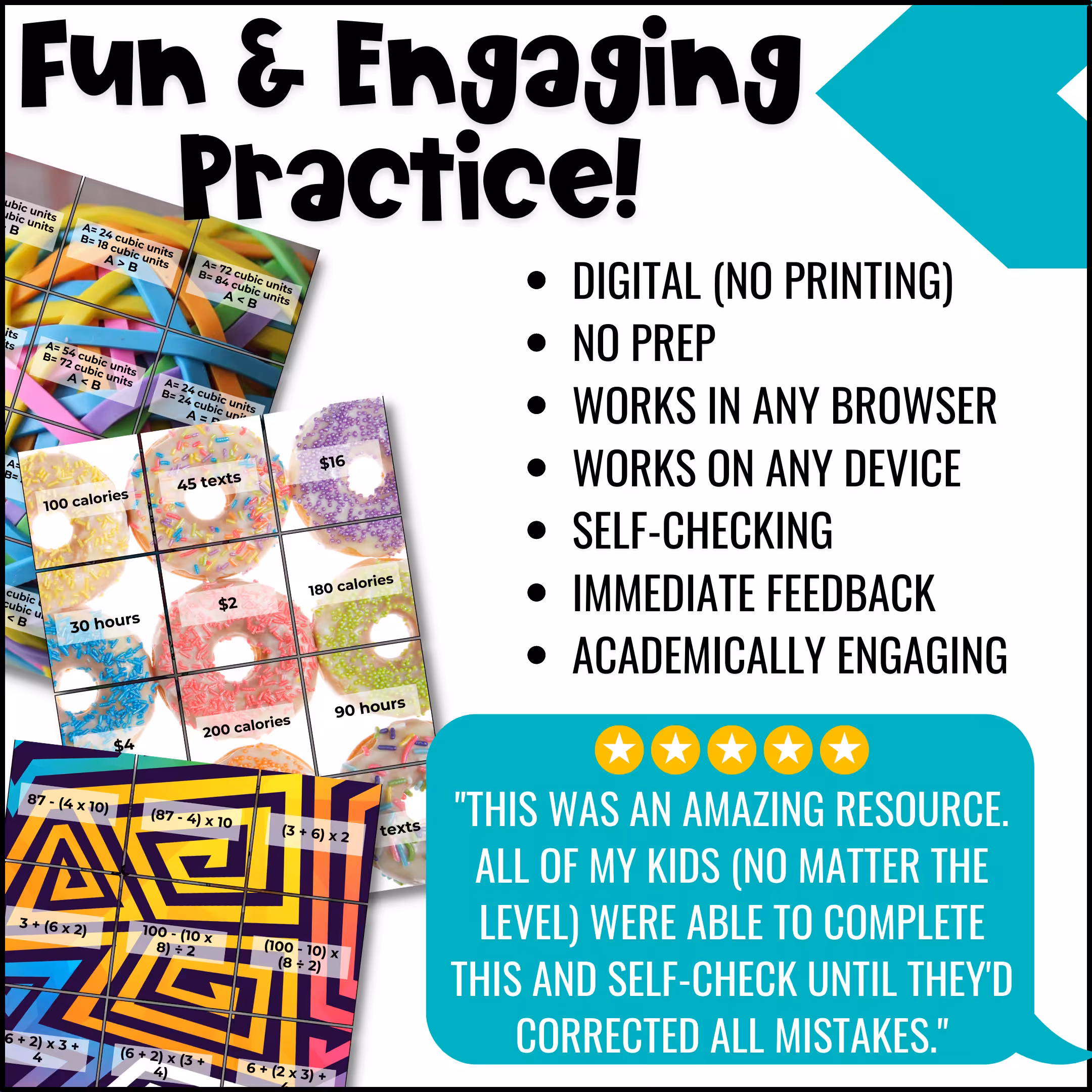 5th Grade Digital Math Puzzle Bundle 3