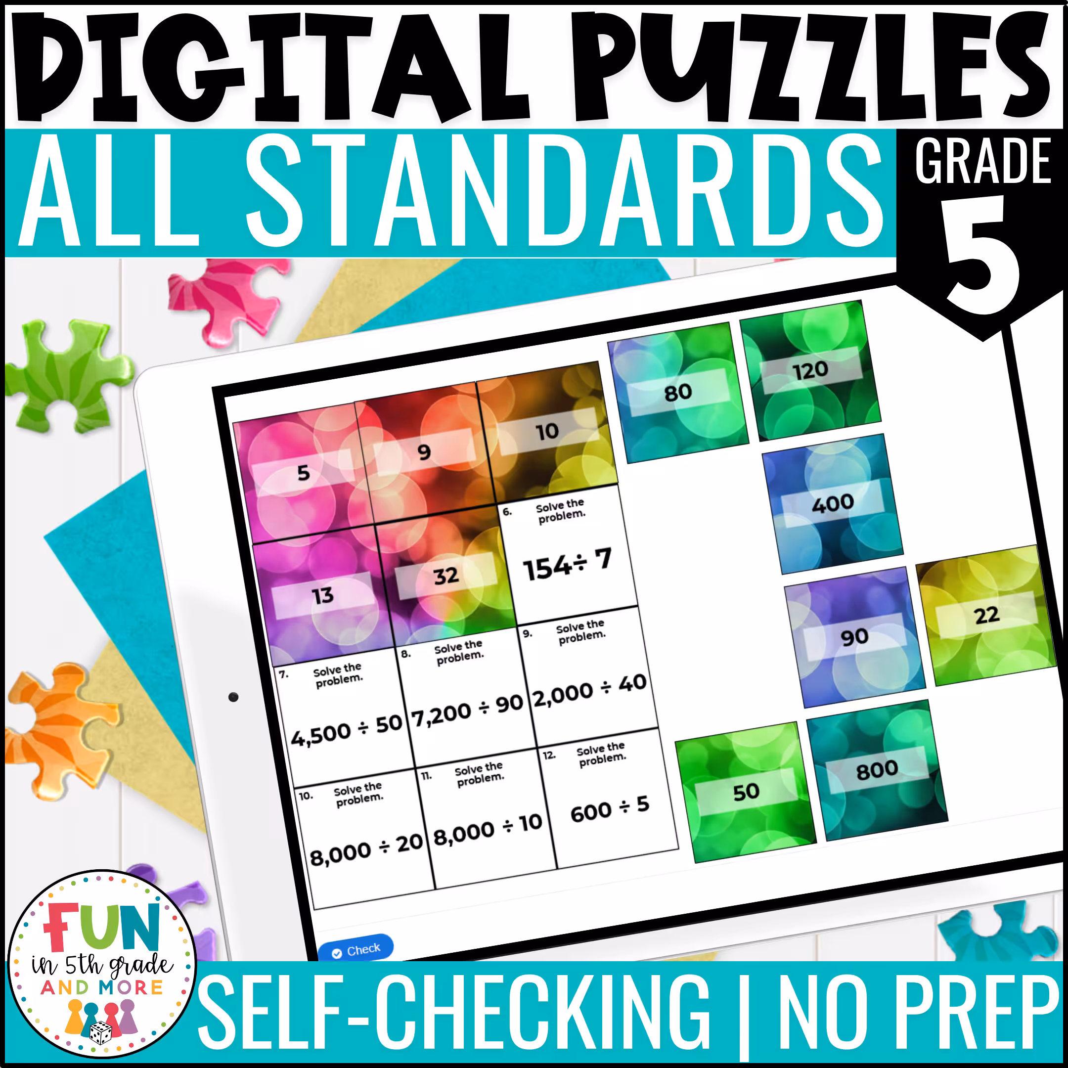 5th Grade Math Review Puzzles