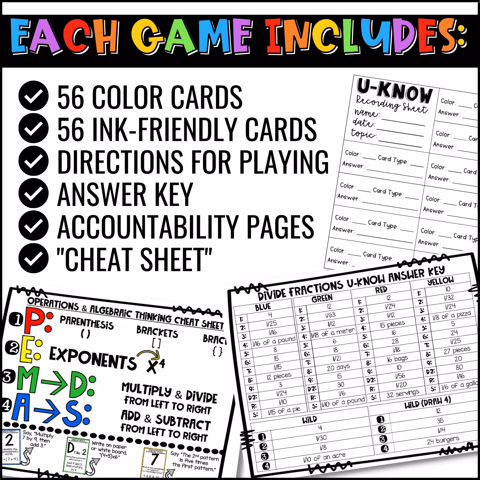 5th Grade Math U-Know Review Game Bundle (5)