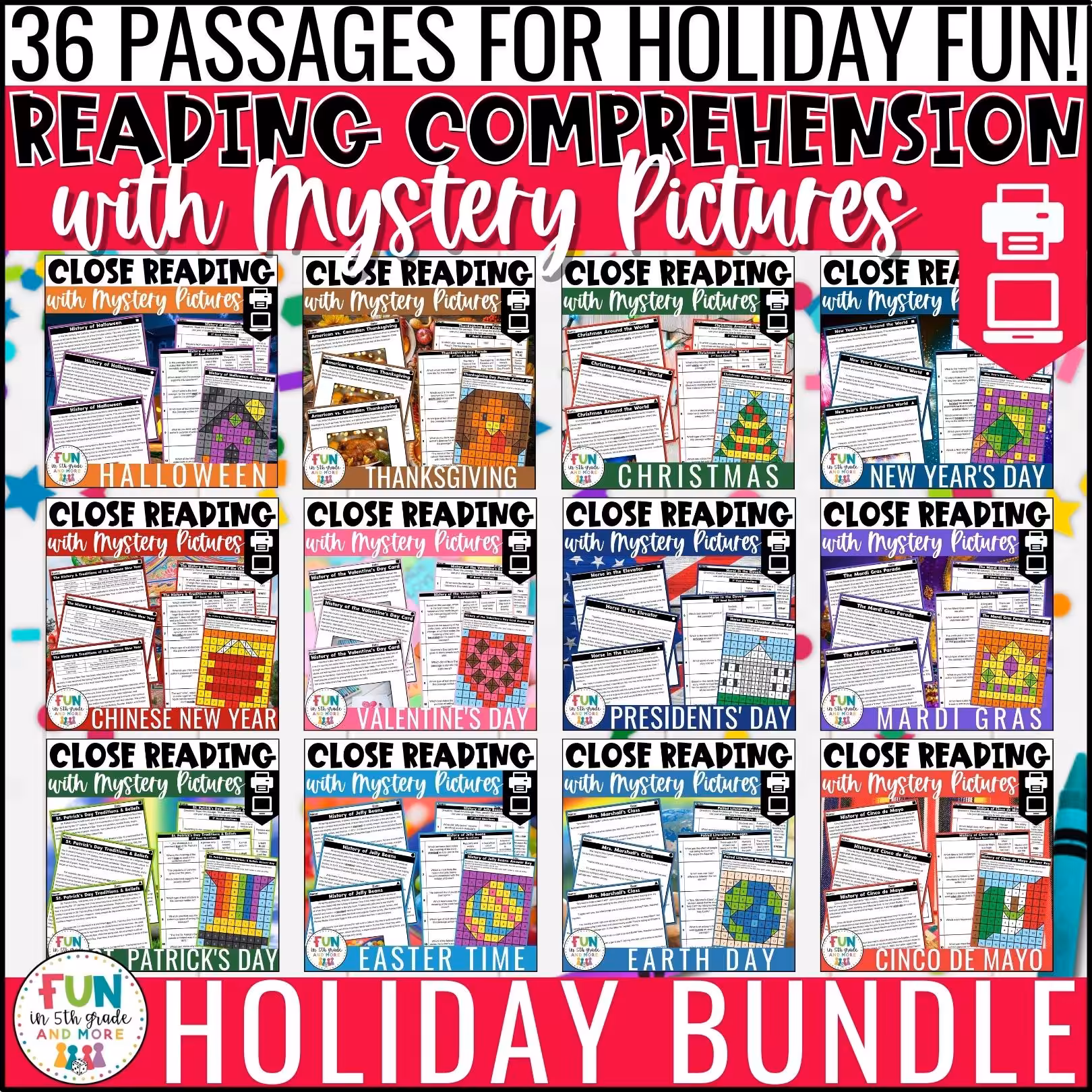 Holiday Reading Comprehension Passages Bundle