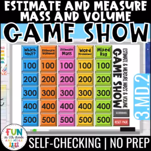 Estimate Measurement Game Show for 3rd Grade