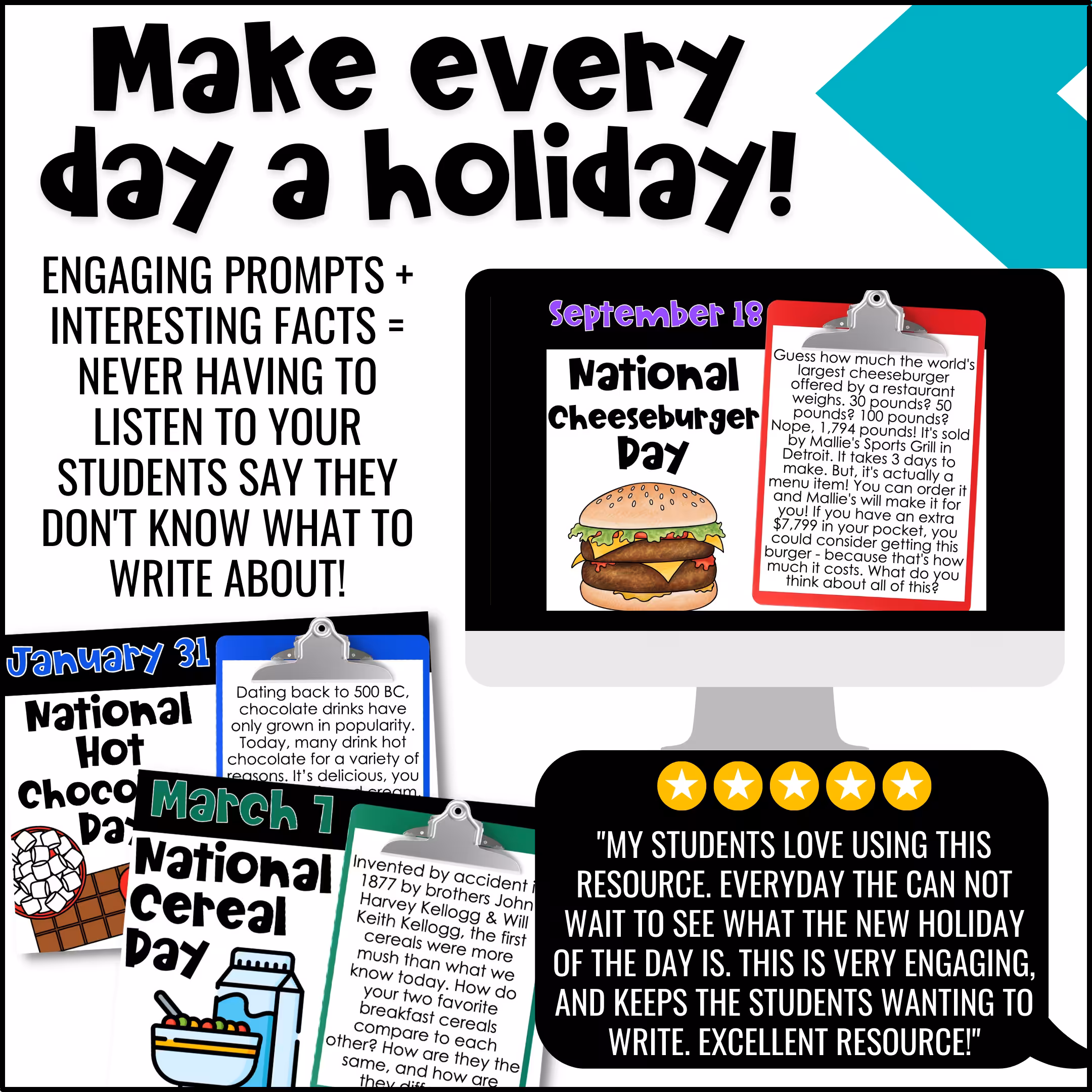 Holiday of the Day Writing Prompts Bundle (6)