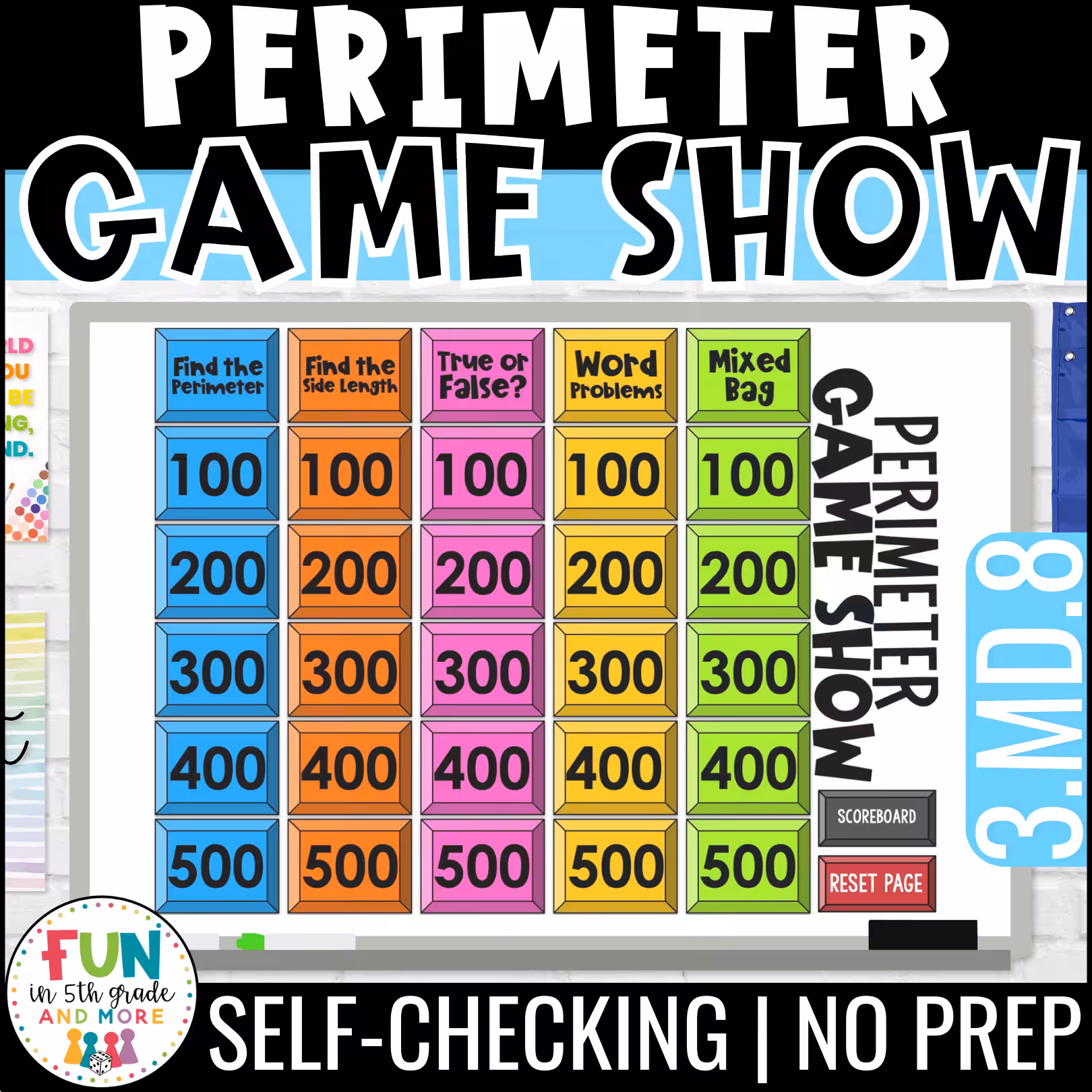 Perimeter Game Show for 3rd Grade Math Review