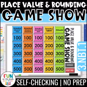 Place Value and Rounding Game Show for 3rd Grade Math Review