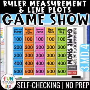 Ruler Measurement and Line Plots Game Show for 3rd Grade Math Review