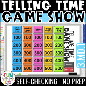 Telling Time Game Show for 3rd Grade