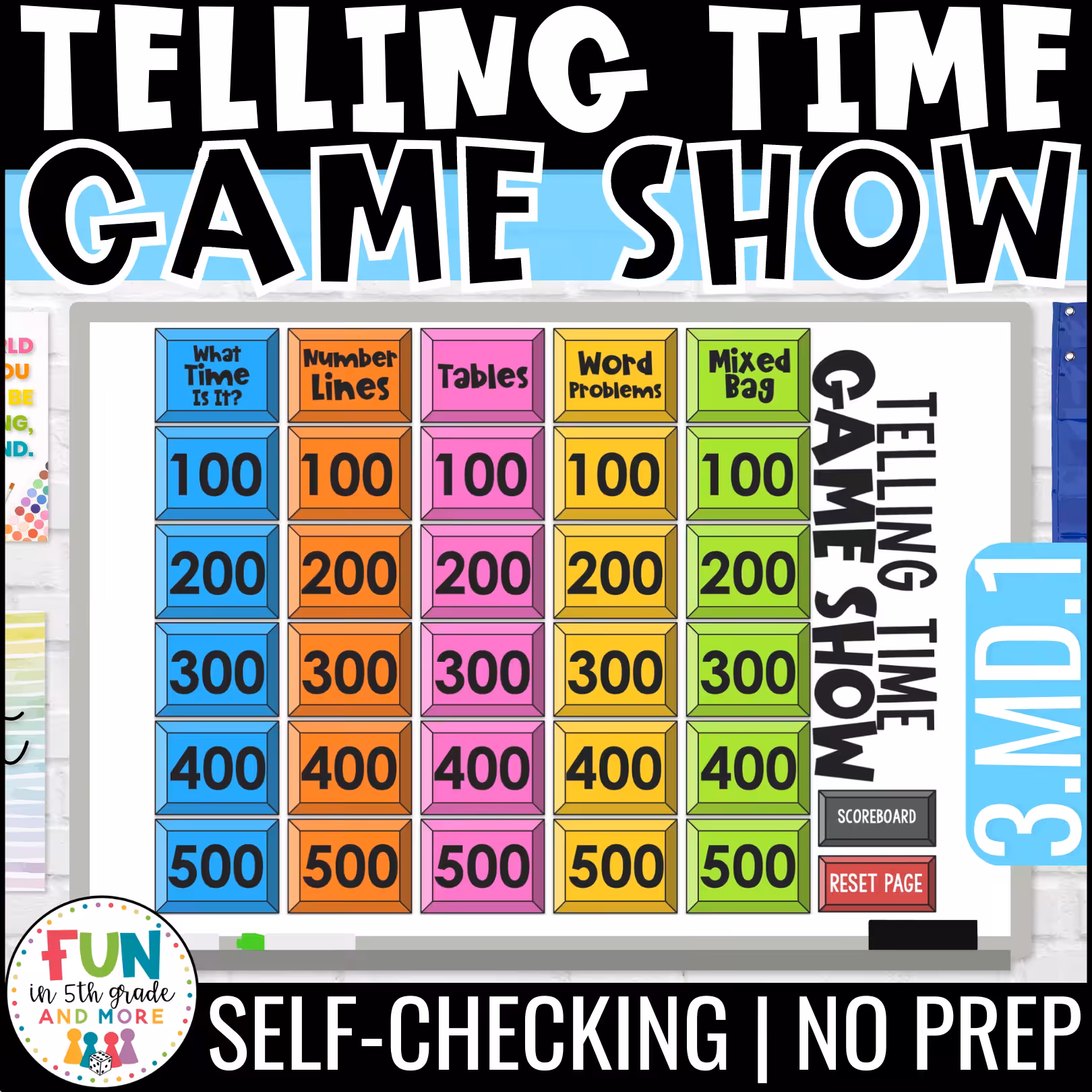 Telling Time Game Show for 3rd Grade