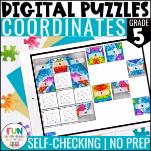 Coordinates Digital Puzzles {5.G.1} 5th Grade Math Activity