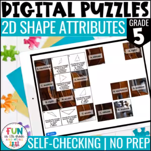 2D Shape Attributes Digital Puzzles {5.G.3} 5th Grade Math Activity