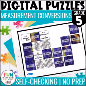 Measurement Conversions Digital Puzzles {5.MD.1} 5th Grade Math Activity