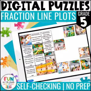 Fraction Line Plots Digital Puzzles {5.MD.2} 5th Grade Activity
