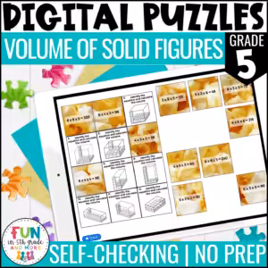 Volume of Solid Figures Digital Puzzles {5.MD.3} 5th Grade Math Activity