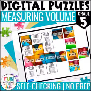 Measuring Volume Digital Puzzles {5.MD.4} 5th Grade Math Activity