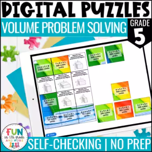 Volume Problem Solving Digital Puzzles {5.MD.5} 5th Grade Math Activity