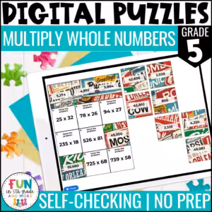 Multiply Whole Numbers Digital Puzzles {5.NBT.5} 5th Grade