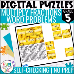 Multiply Fractions Word Problems Digital Puzzles {5.NF.6} 5th Grade Math