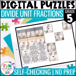 Divide Unit Fractions Digital Puzzles {5.NF.7} 5th Grade Math Activity