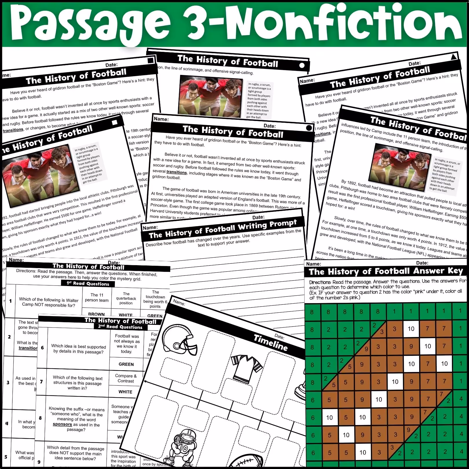 Football Close Reading Comprehension Passages (5)