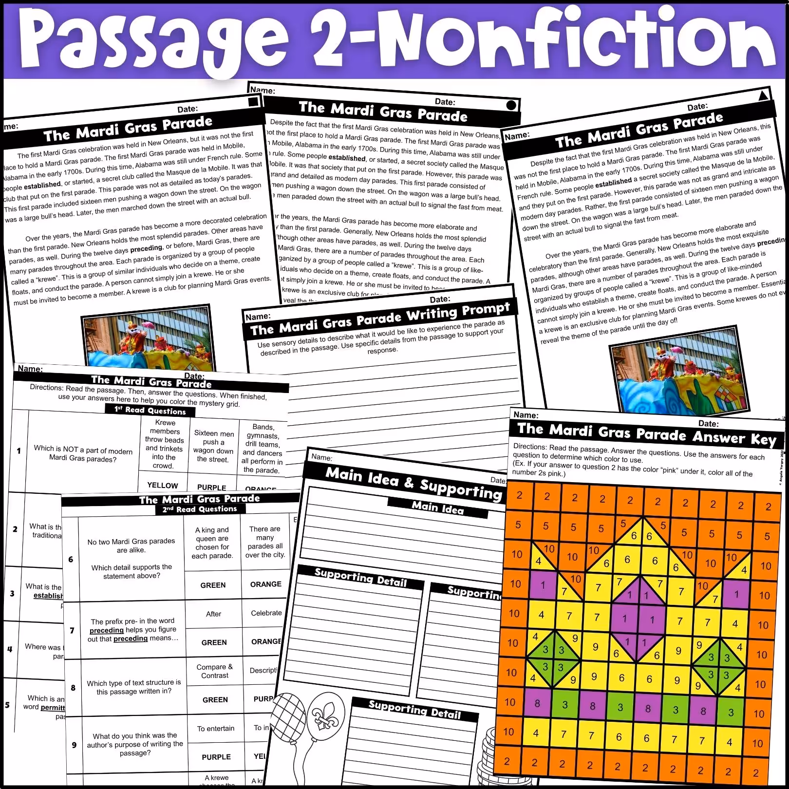 Mardi Gras Close Reading Comprehension Passages (4)