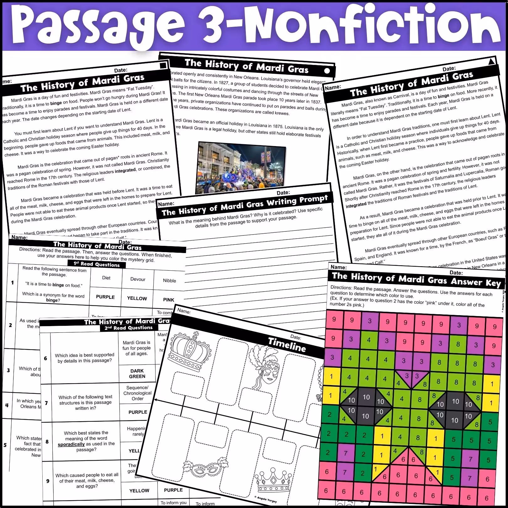 Mardi Gras Close Reading Comprehension Passages (5)
