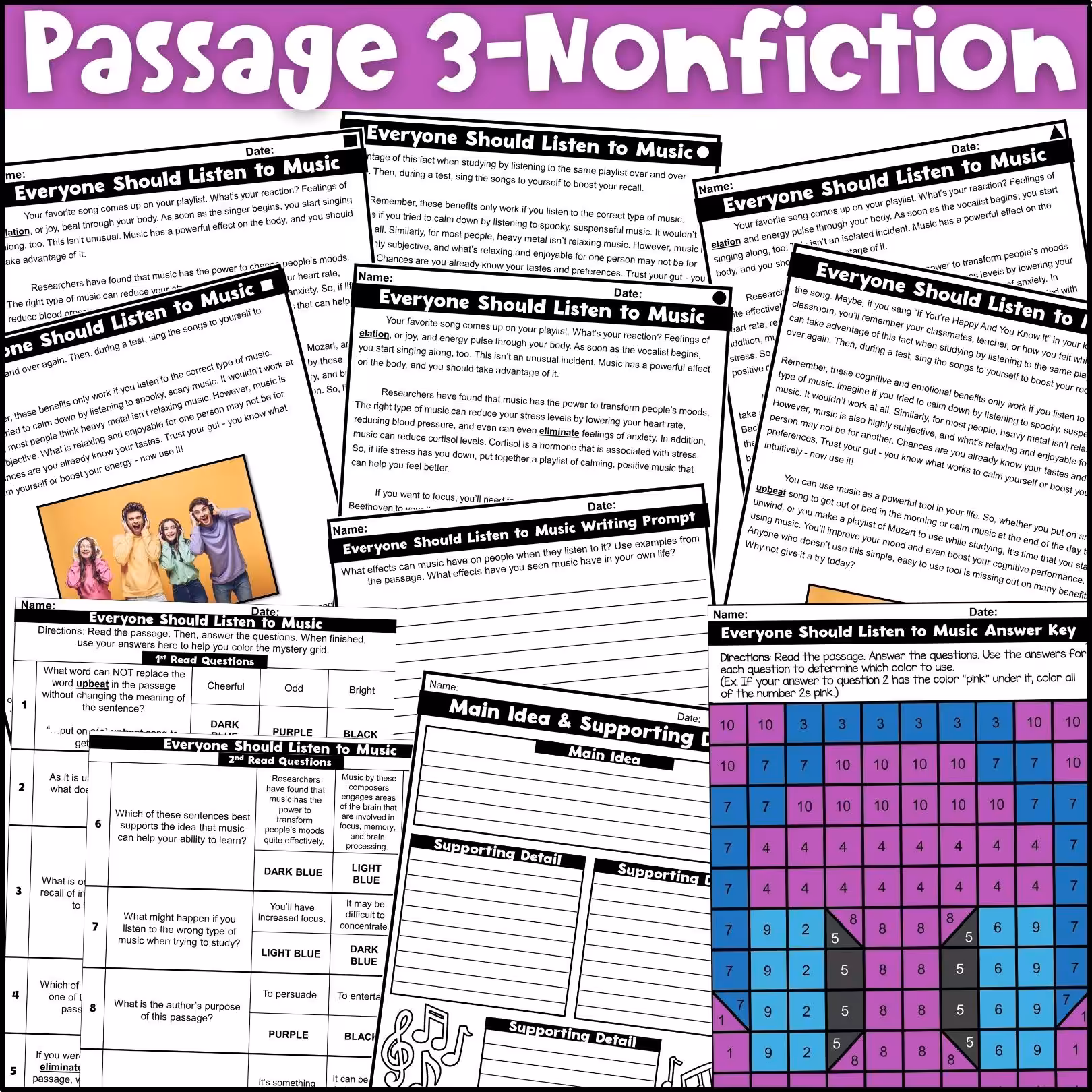 Music Close Reading Comprehension Passages (5)
