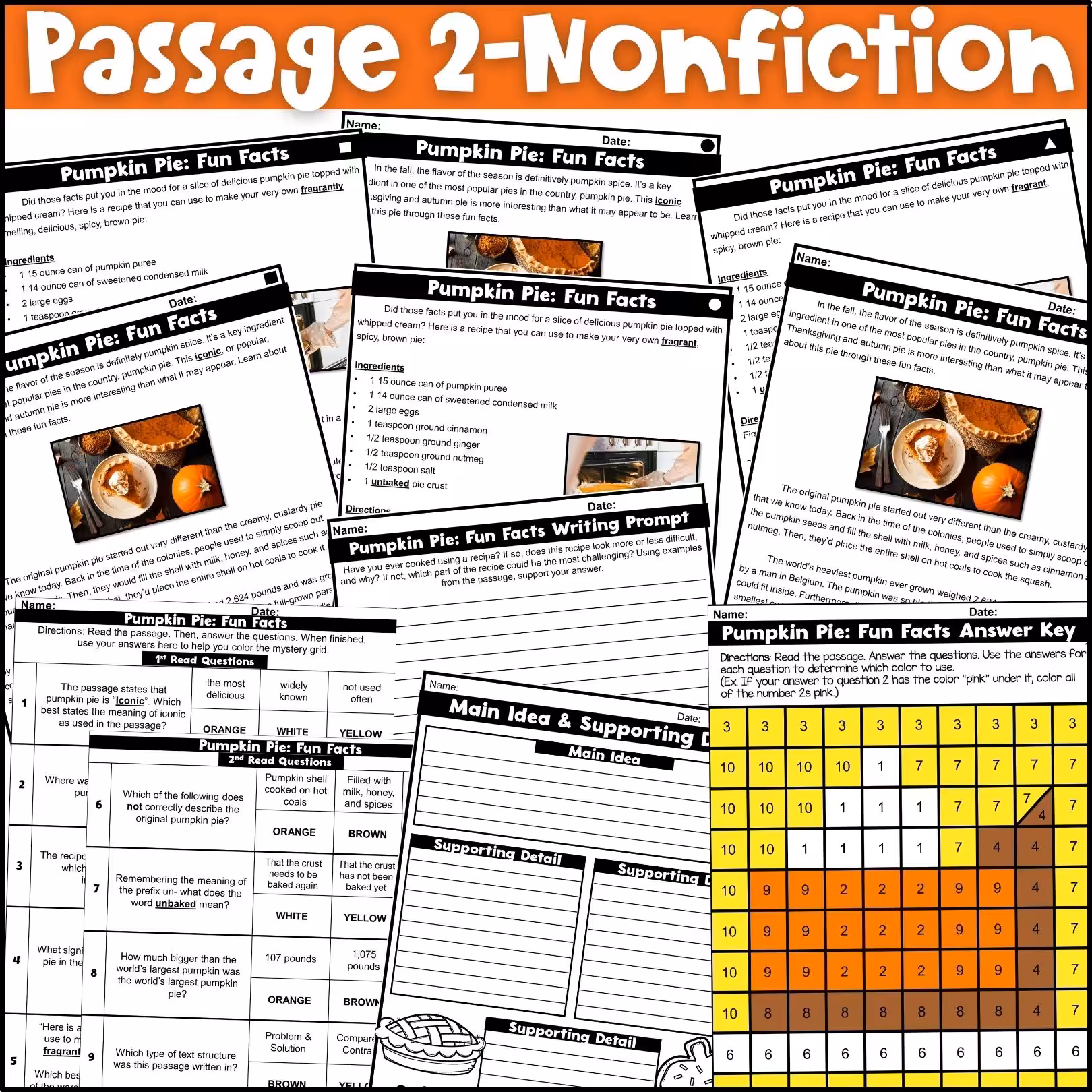 November Close Reading Comprehension Passages (5)