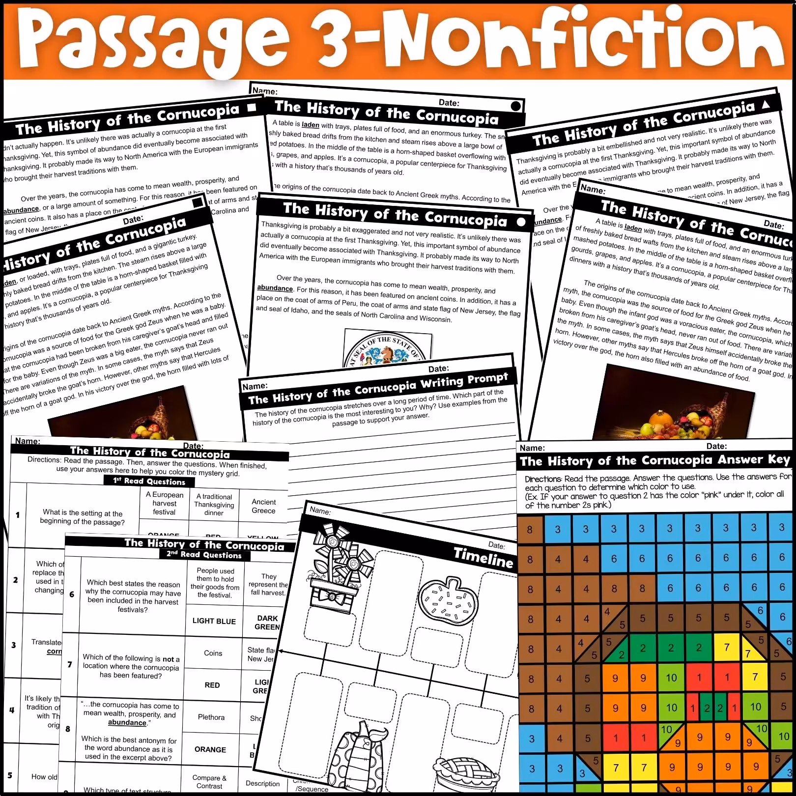 November Close Reading Comprehension Passages (6)