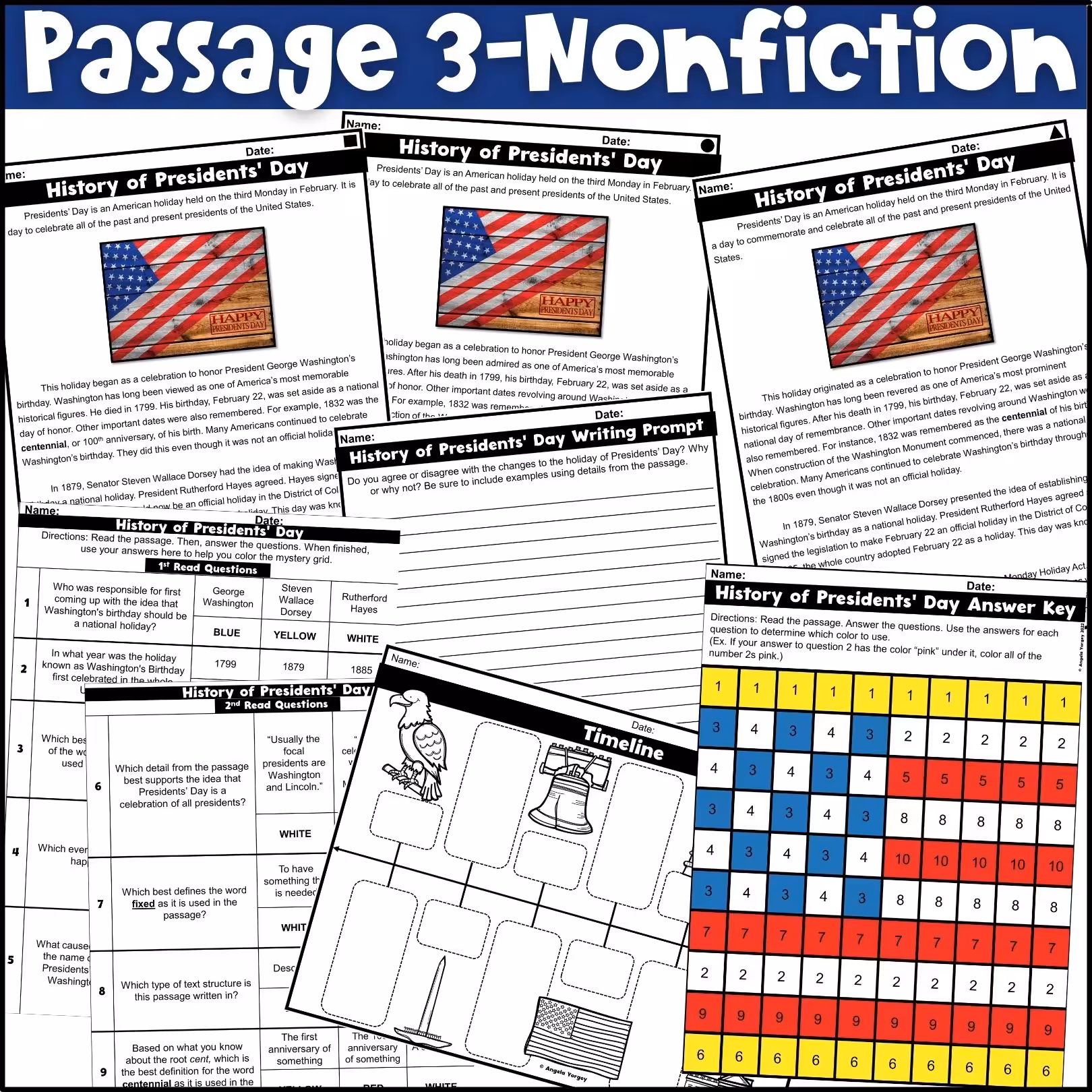 Presidents Day Close Reading Comprehension Passages (5)