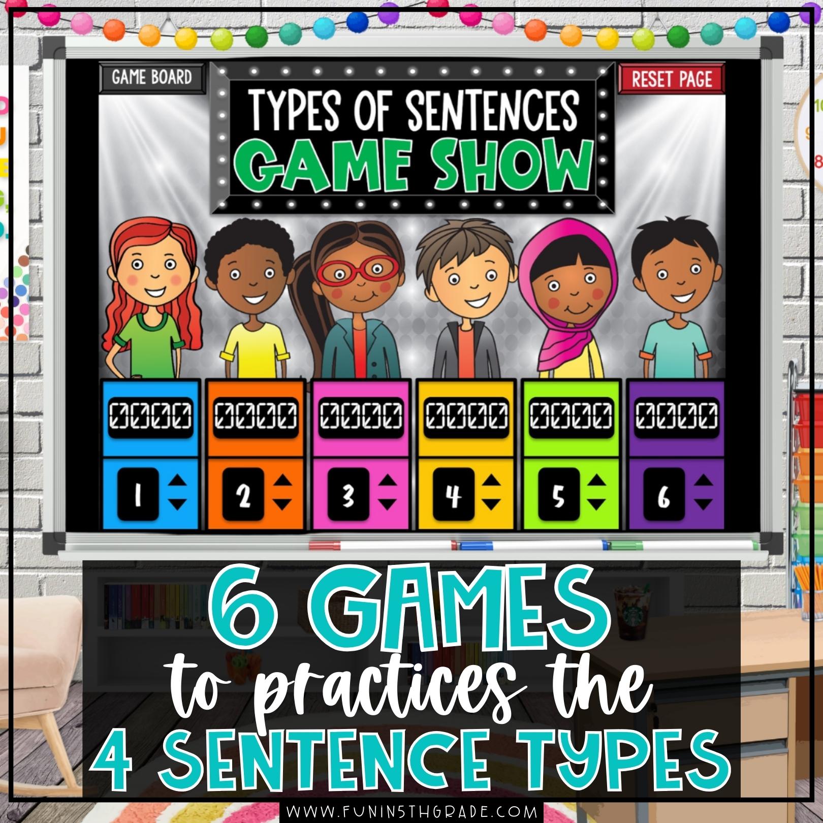6 games for practicing the different types of sentences