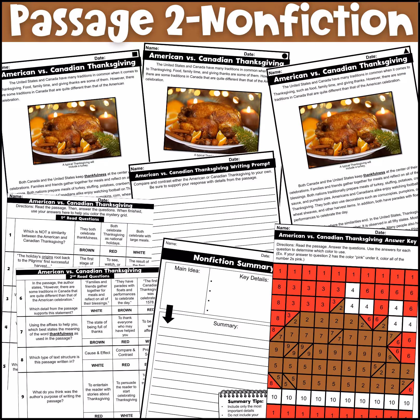 Thanksgiving Close Reading Comprehension Passages (4)