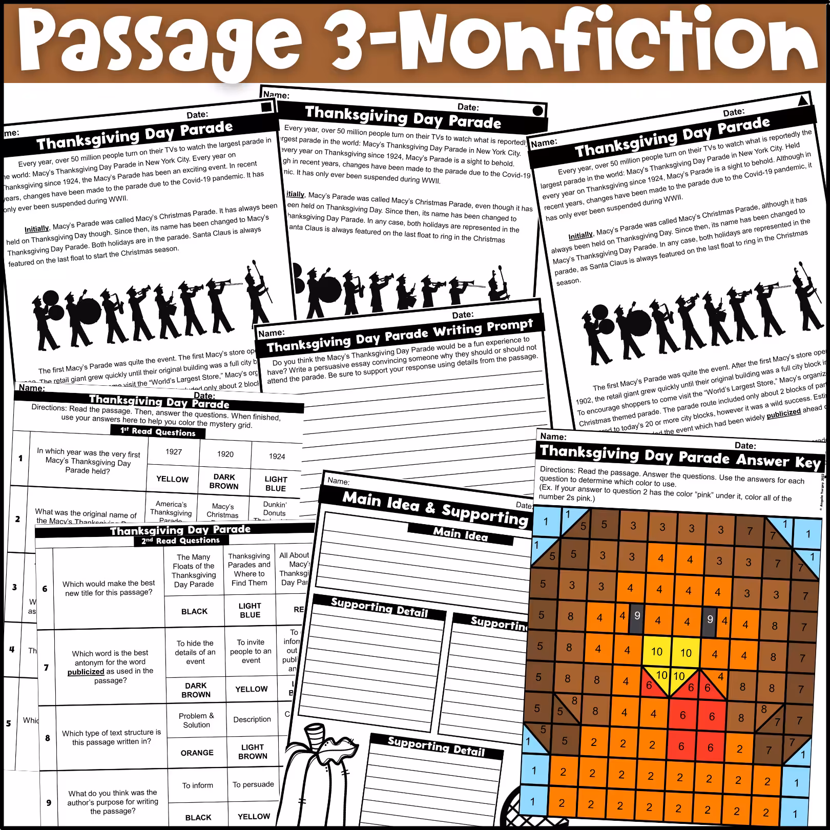 Thanksgiving Close Reading Comprehension Passages (5)