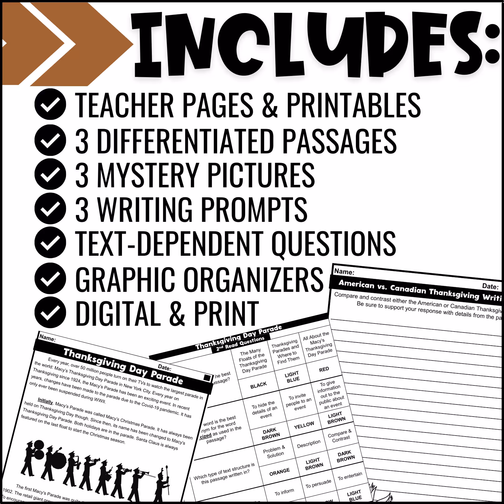 Thanksgiving Close Reading Comprehension Passages (6)