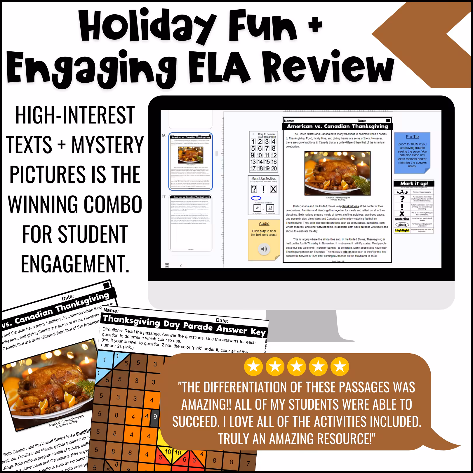 Thanksgiving Close Reading Comprehension Passages (7)