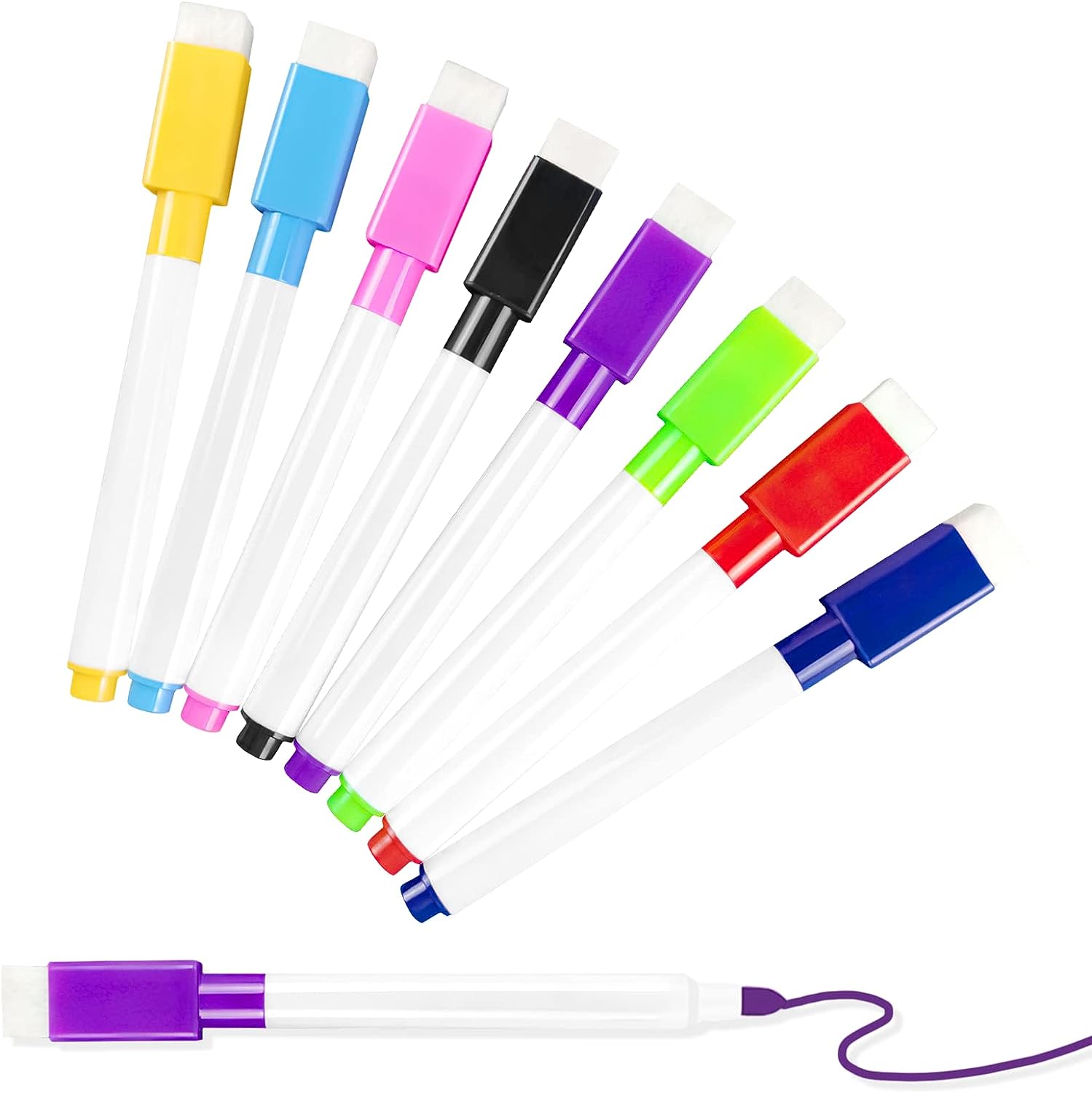 Dry Erase Markers with Eraser Lids