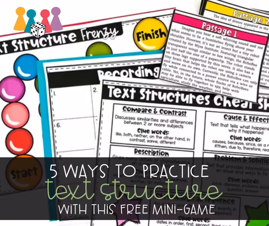5 Ways to Practice Text Structure with this Free Mini-Game